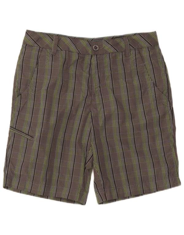 Męskie spodenki cargo Columbia Omni-Shield W34, duże, szare, nylonowe w kratę