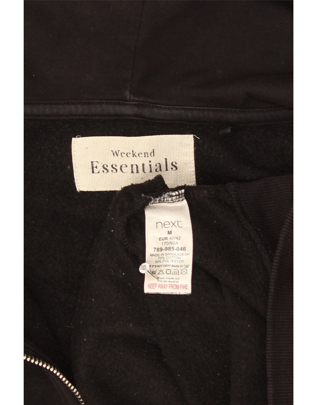 Essentials Womens Zip Hoodie Sweater UK 14 Medium Black Cotton