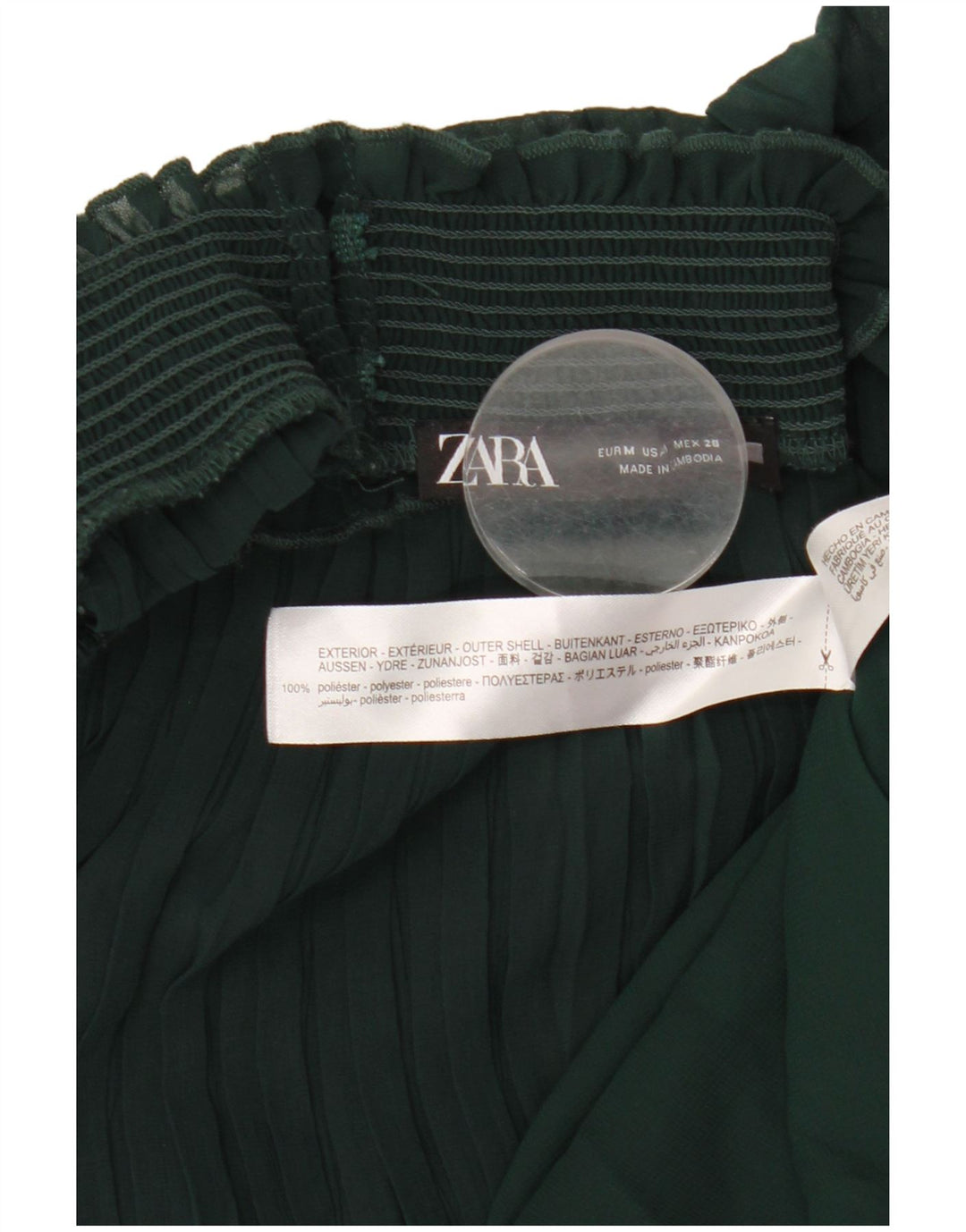 ZARA Damen Maxikleid mit 3/4-Ärmeln, UK 12, Mittelgrün, Polyester