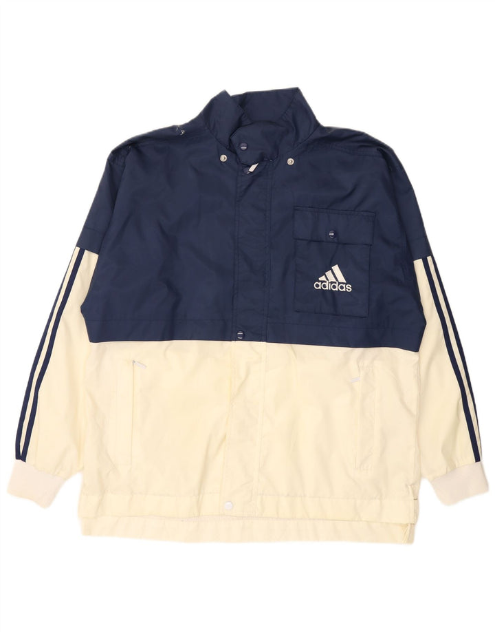 ADIDAS Mens Windbreaker Jacket UK 40/42 Medium Navy Blue Colourblock