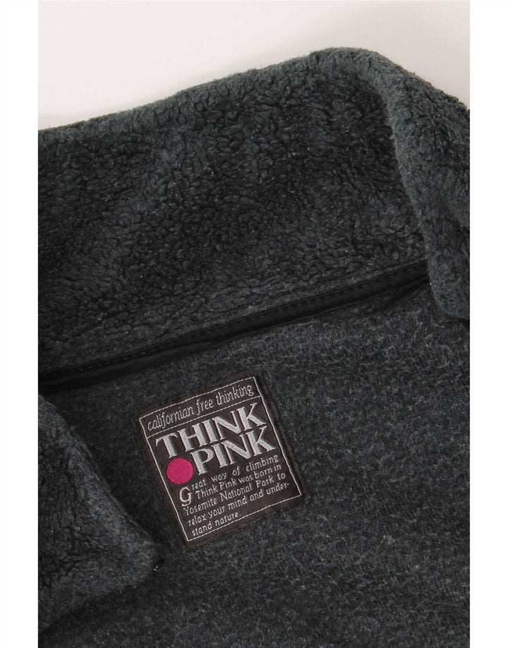 Think Pink Herren Fleecejacke UK 42 XL Graues geometrisches Polyester