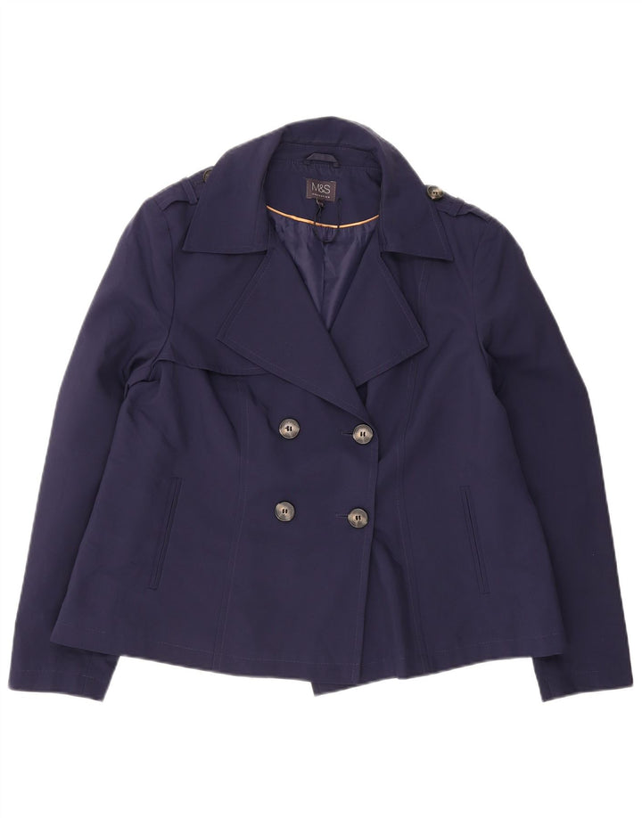 Marks & Spencer Womens Pea Coat UK 16 Large Navy Blue Polyester