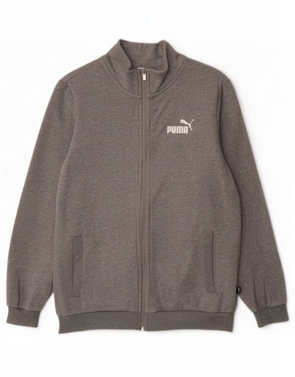 Puma Mens Tracksuit Top Jacket Small Grey Flecked Cotton