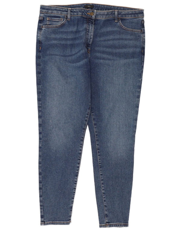 M&Co Womens Short Skinny Jeans UK 18 XL W36 L27 Blue Cotton