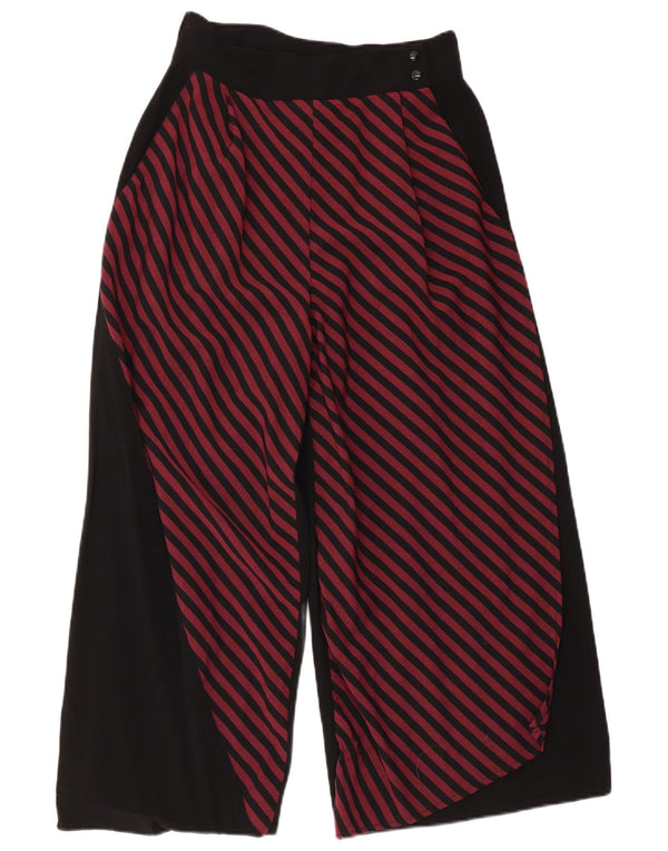 Pantaloni corti vintage da donna a vita alta XS W26 L22 a righe nere