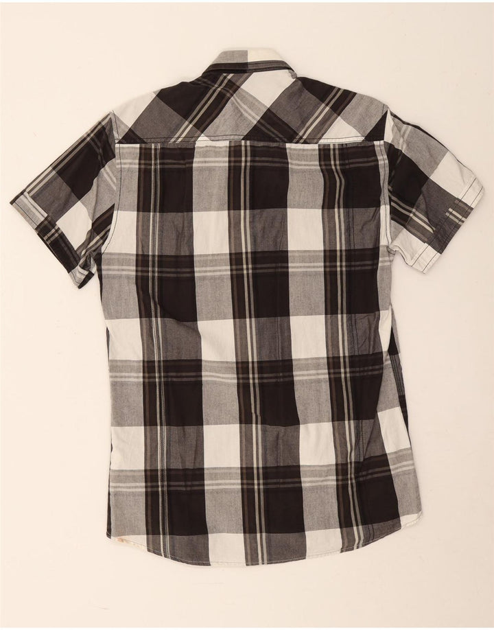 Camicia a maniche corte da uomo Jack & Jones in cotone a quadri neri medi