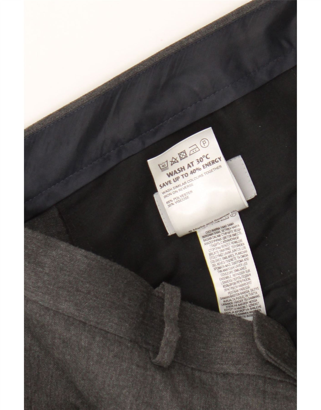 Marks & Spencer Mens Slim Fit Chino Trousers W38 L31 Grey Polyester