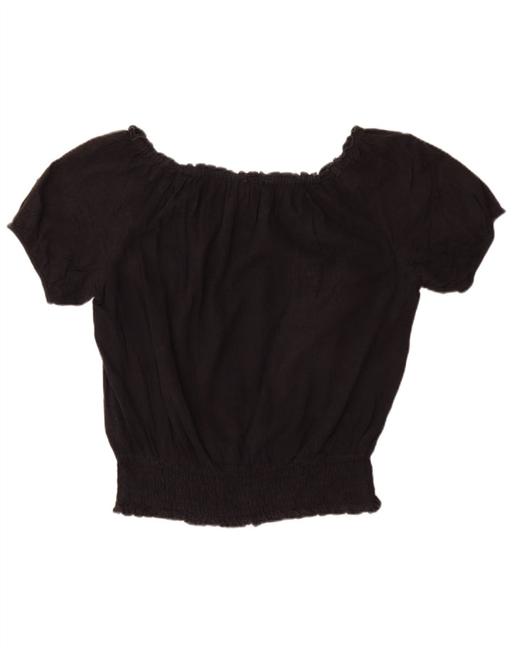 MICHAEL KORS Womens Blouse Top UK 14 Large Black Cotton