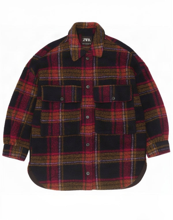 Giacca Shacket oversize da donna Zara UK 14 a quadri multicolore medio