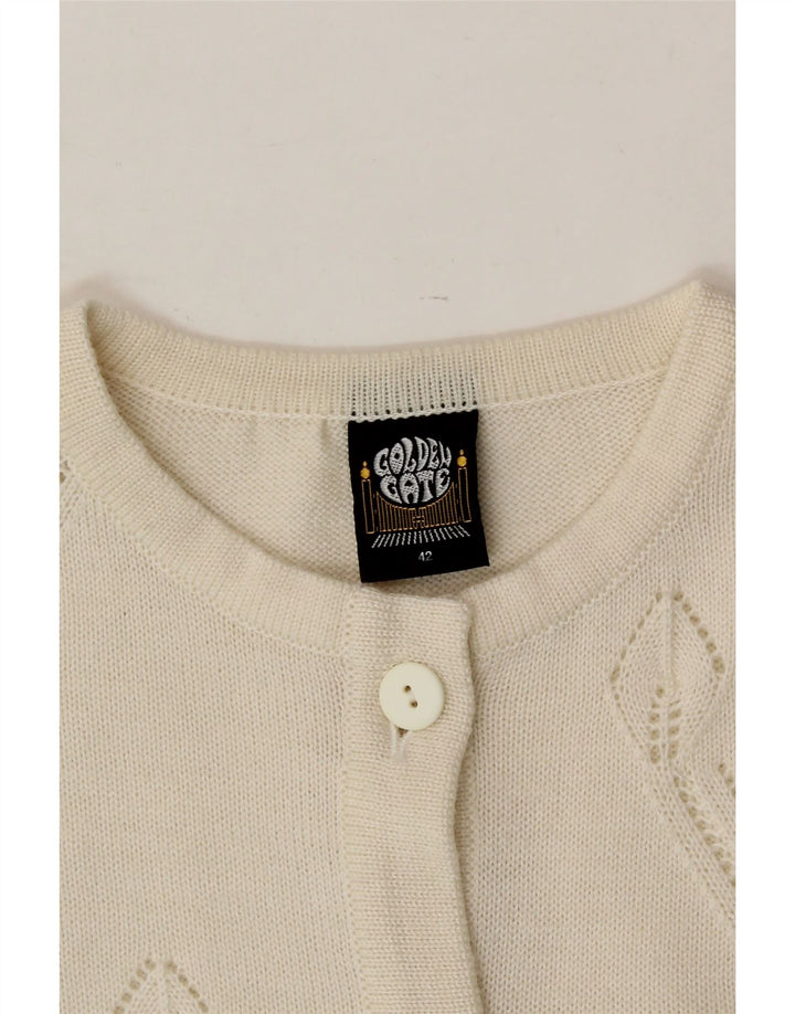 GOLDEN GATE Womens Cardigan Sweater IT 42 Medium White Acrylic Vintage Golden Gate and Second-Hand Golden Gate from Messina Hembry 