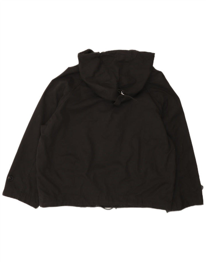 Zara Dame Hætte Oversized Windbreaker Jacket UK 14 Medium Sort Bomuld
