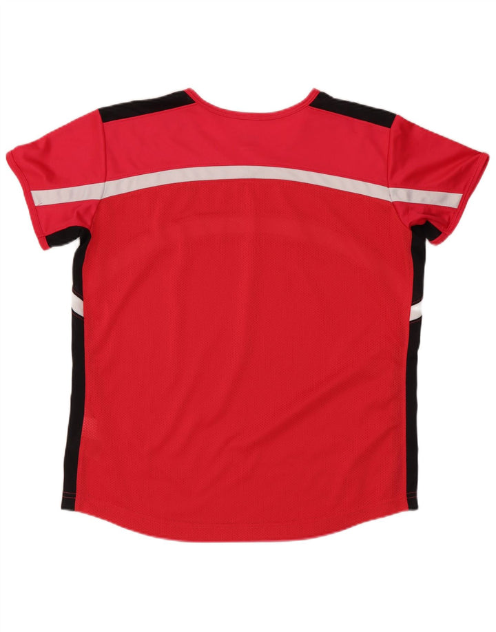 Nike Womens Dri Fit T-Shirt Top US 8/10 Medium Red Colourblock Polyester