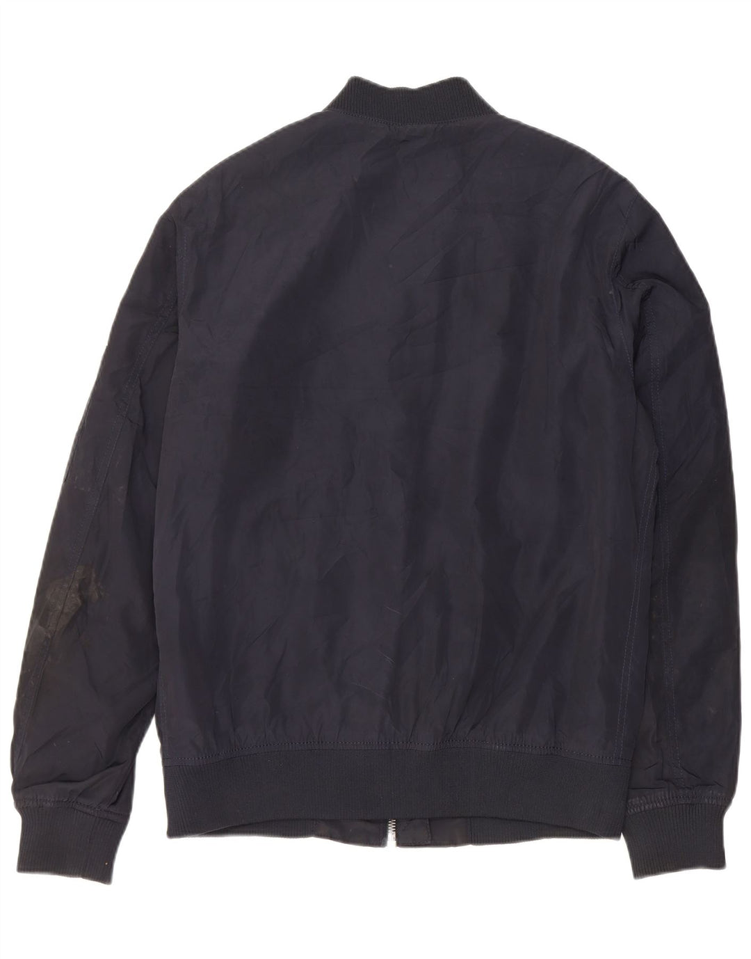 Zara Ανδρικό Bomber Jacket UK 40 Large Navy Blue Polyester