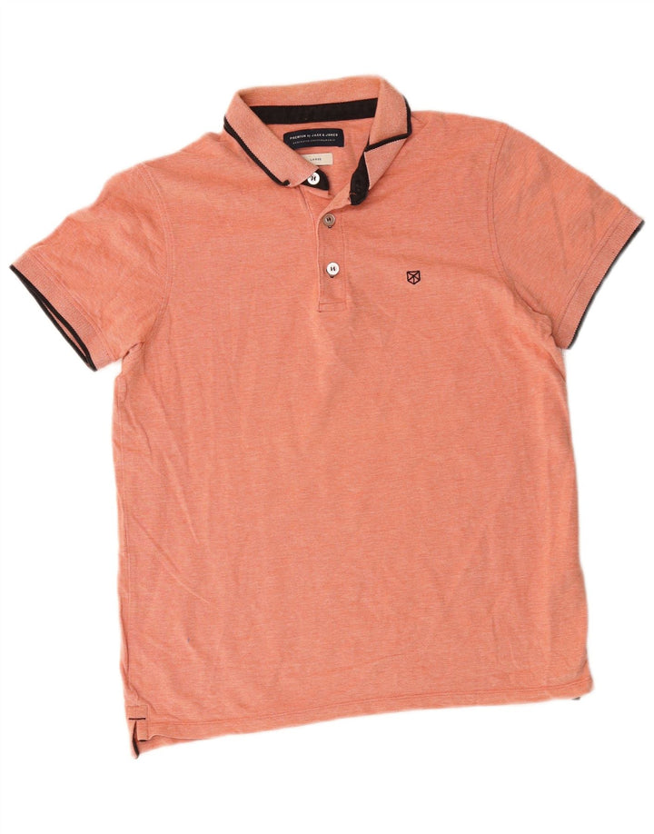 Jack & Jones Mens Polo Shirt Large Orange Cotton