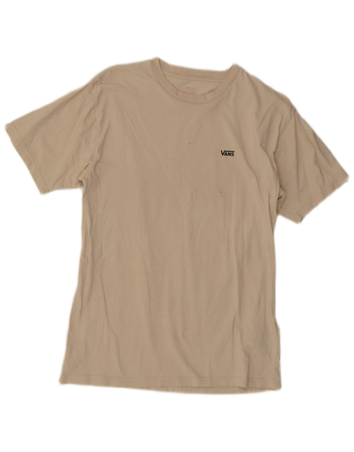 VANS Womens T-Shirt Top UK 14 Medium Off White Cotton