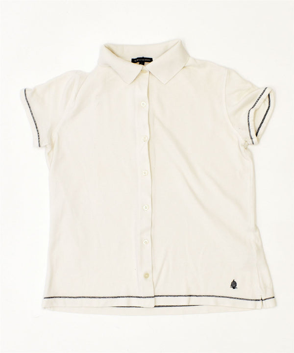MARINA YACHTING Womens Short Sleeve Shirt UK 10 Small White Cotton