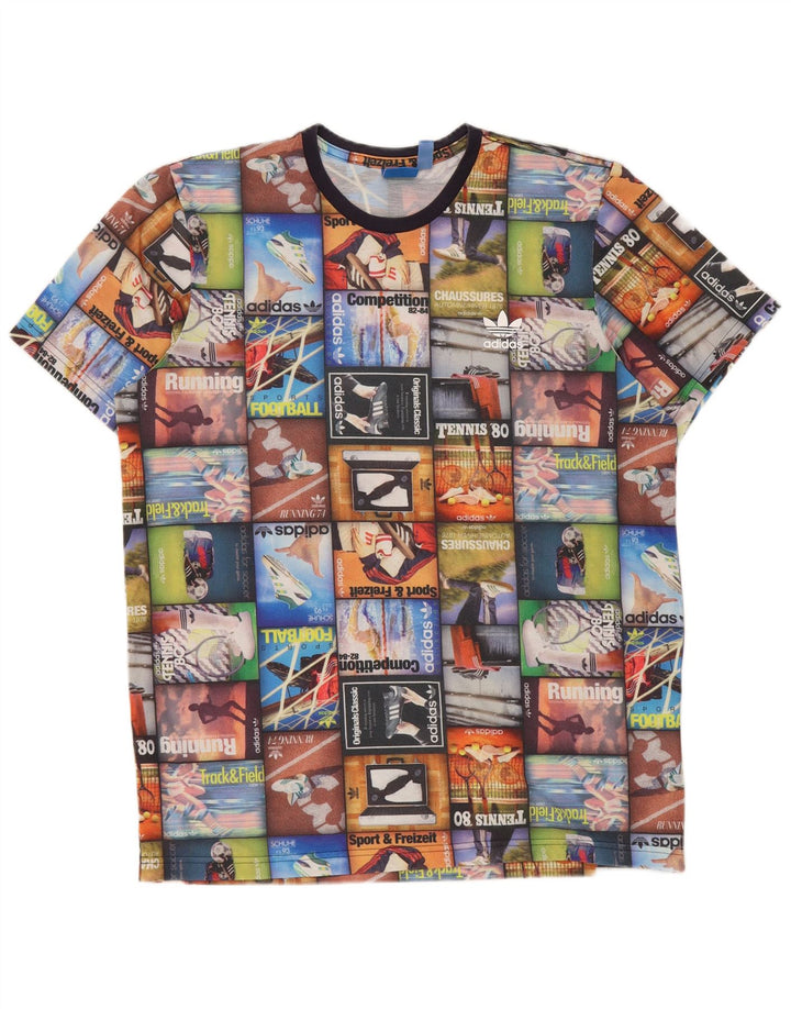 Adidas Camiseta gráfica para hombre Top grande Poliéster patchwork multicolor