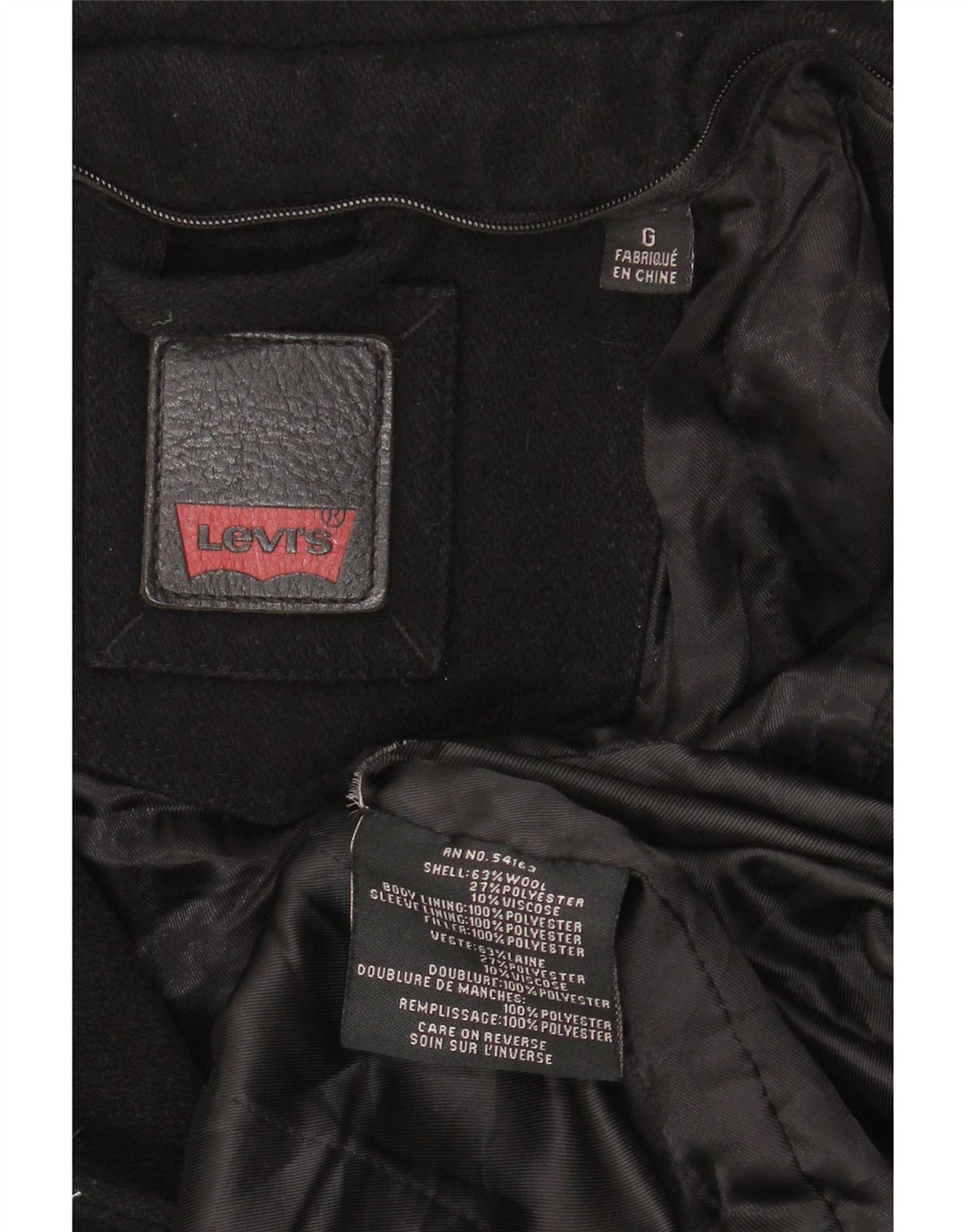 Levi's Veste utilitaire pour hommes UK 40 Large Laine noire