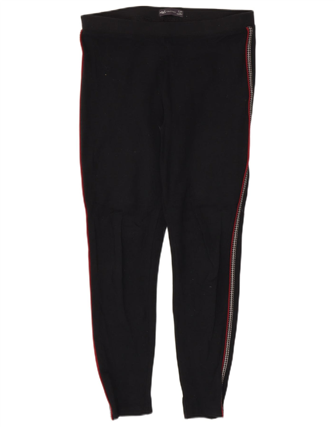 Marks & Spencer Damen Leggings UK 12 Mittelschwarz gestreifte Viskose