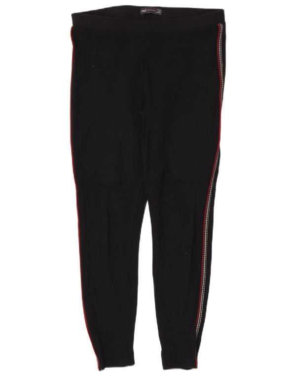 Marks & Spencer Damen Leggings UK 12 Mittelschwarz gestreifte Viskose