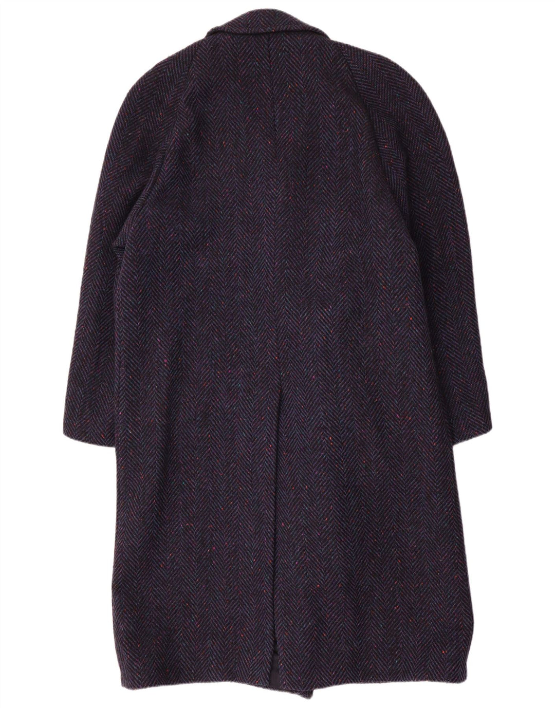 DONEGAL Mens Double Breasted Coat UK 38 Medium Navy Blue Herringbone Wool