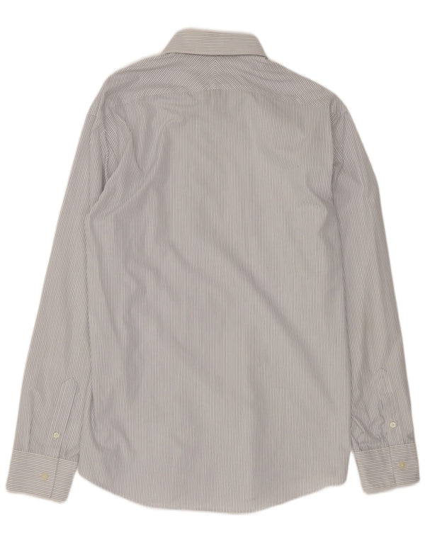 Calvin Klein Mens Slim Fit Shirt Size 41 16 Large White Pinstripe Cotton