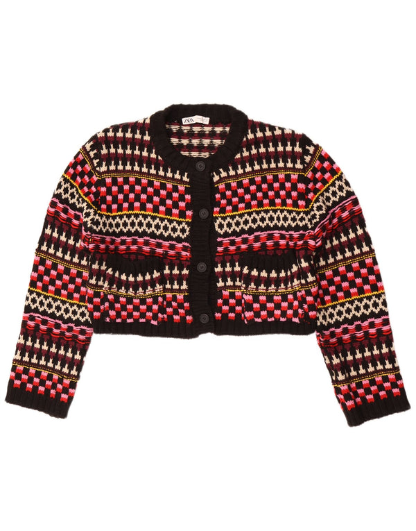 Zara Womens Loose Fit Cardigan Sweater UK 14 Medium Multicoloured Geometric
