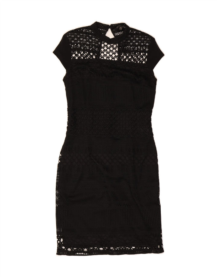 LIPSY Womens Crochet Bodycon Dress UK 14 Medium Black Polyester Vintage Lipsy and Second-Hand Lipsy from Messina Hembry 