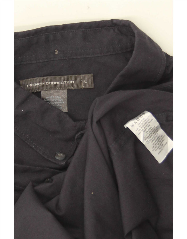 French Connection Mens Shirt Large Black Cotton