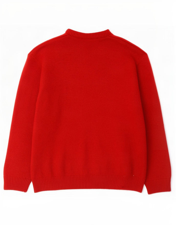 Hugo Boss Mens Crew Neck Jumper Sweater EU 52 Large Red Wool