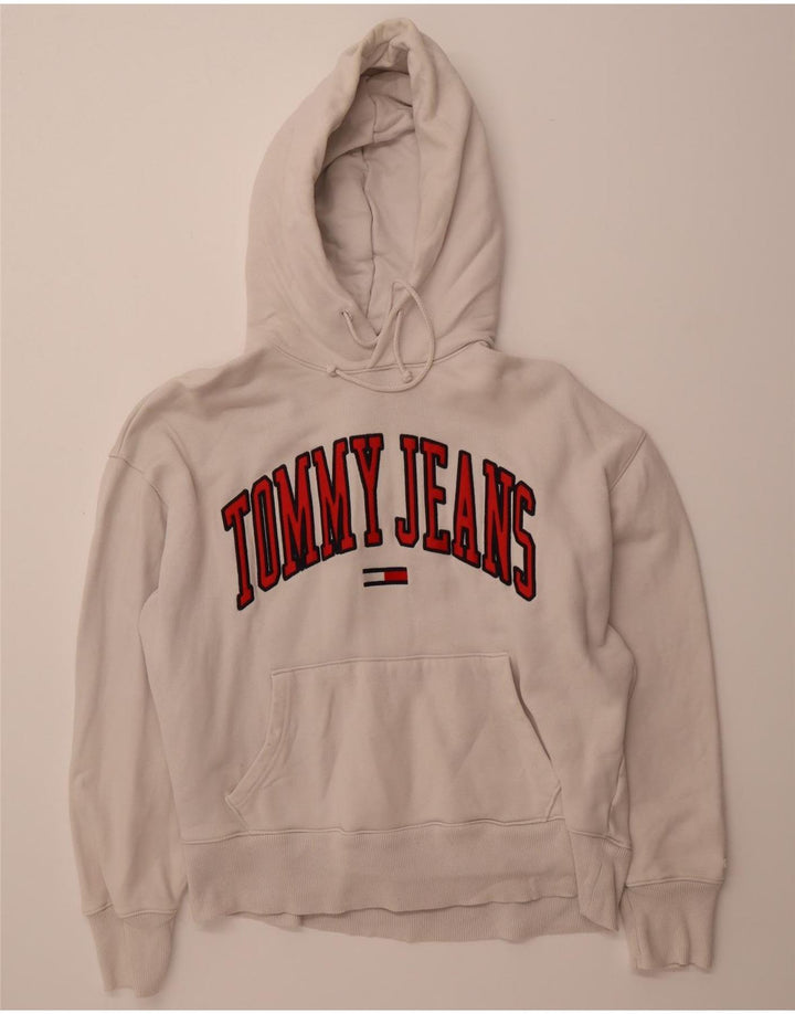 TOMMY HILFIGER Mens Graphic Hoodie Jumper Medium Off White Cotton Vintage Tommy Hilfiger and Second-Hand Tommy Hilfiger from Messina Hembry 