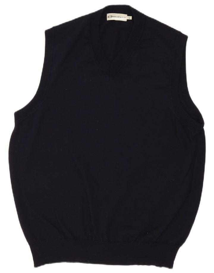 Vintage Mens Vest Tank Top Large Navy Blue Polyacrylic