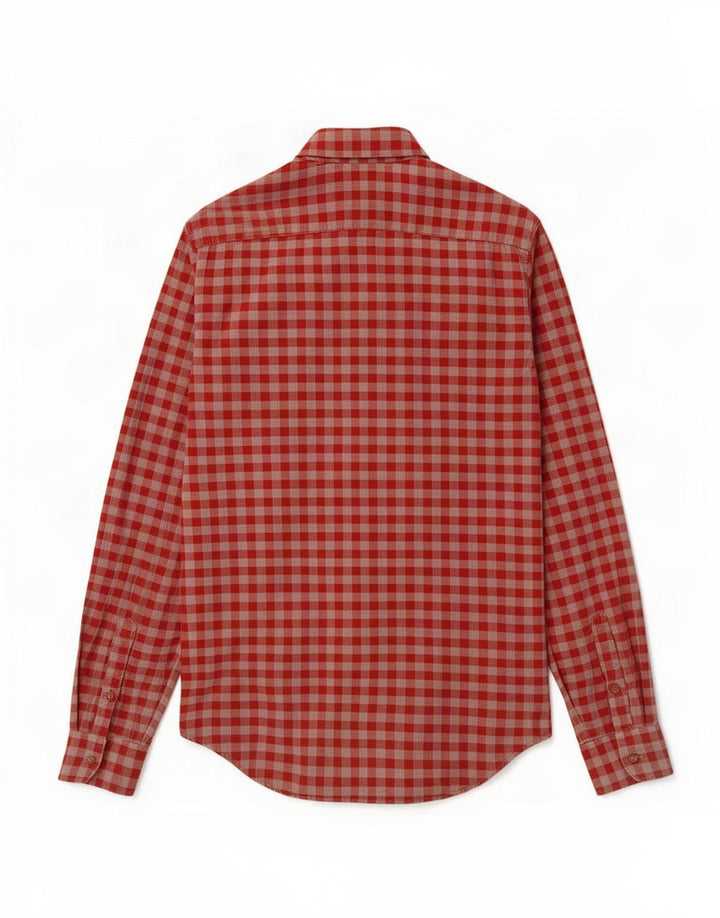Zara Mens Slim Fit Shirt Small Red Gingham Cotton