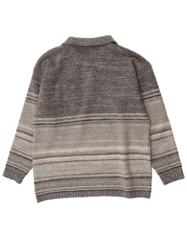 Kappa Herre Polo Neck Jumper Sweater XL Grå Stribet Uld