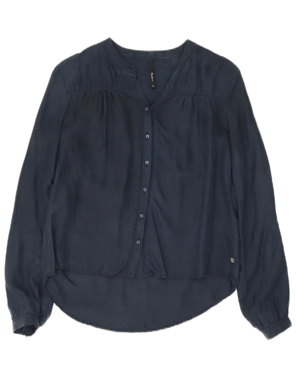 Blusa feminina oversized PEPE Jeans Reino Unido 6 XS azul marinho seda