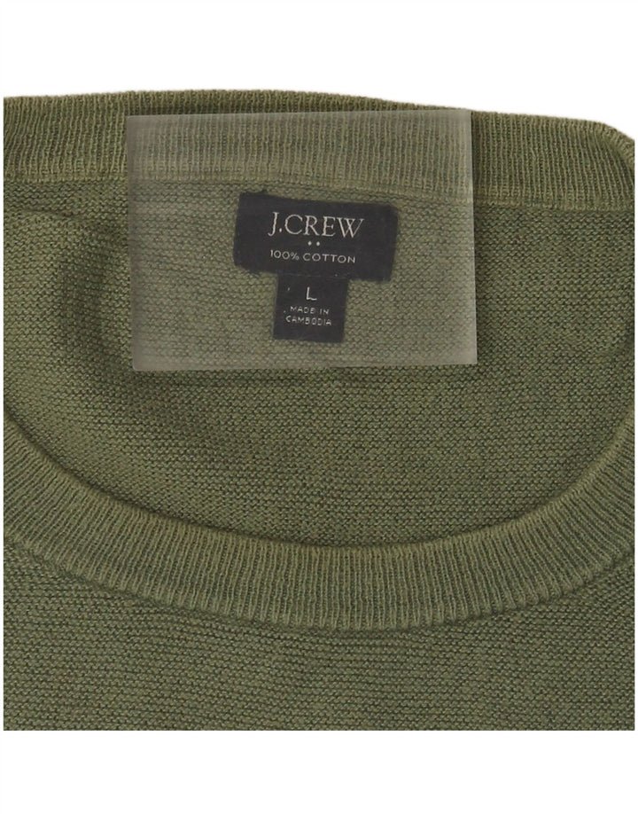 J. Crew Mens Crew Neck Jumper Sweater Large Green Cotton