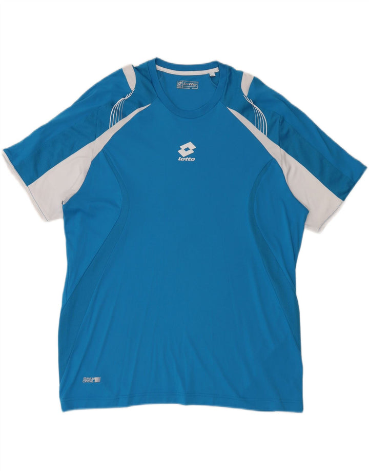 Lotto Mens T-Shirt Top 2XL Blue Colourblock Polyester