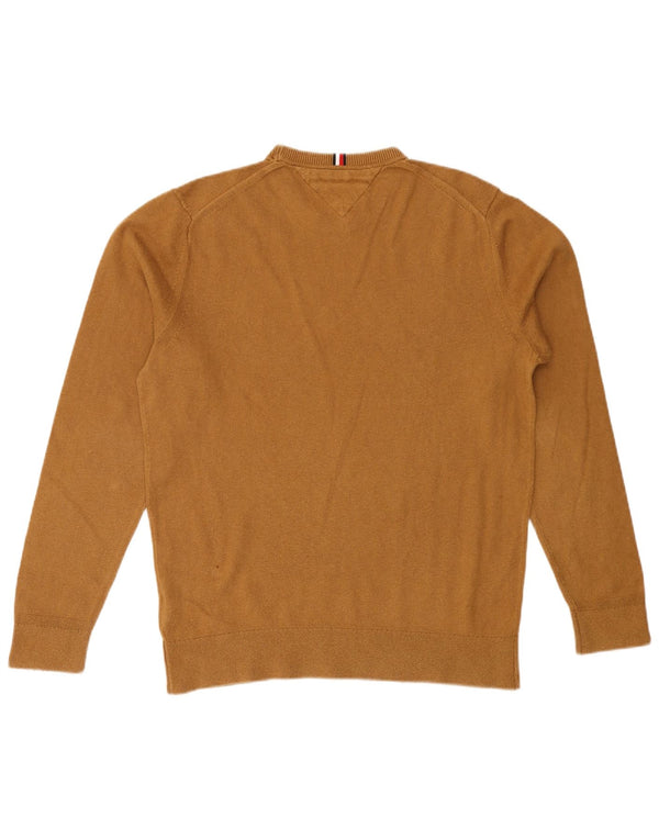 Tommy Hilfiger Mens Crew Neck Jumper Sweater Large Beige Cotton