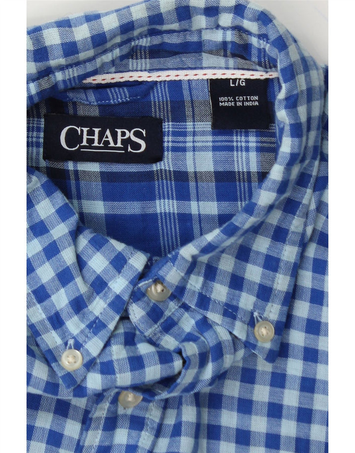 CHAPS Mens Shirt Large Blue Gingham Cotton Vintage Chaps and Second-Hand Chaps from Messina Hembry 
