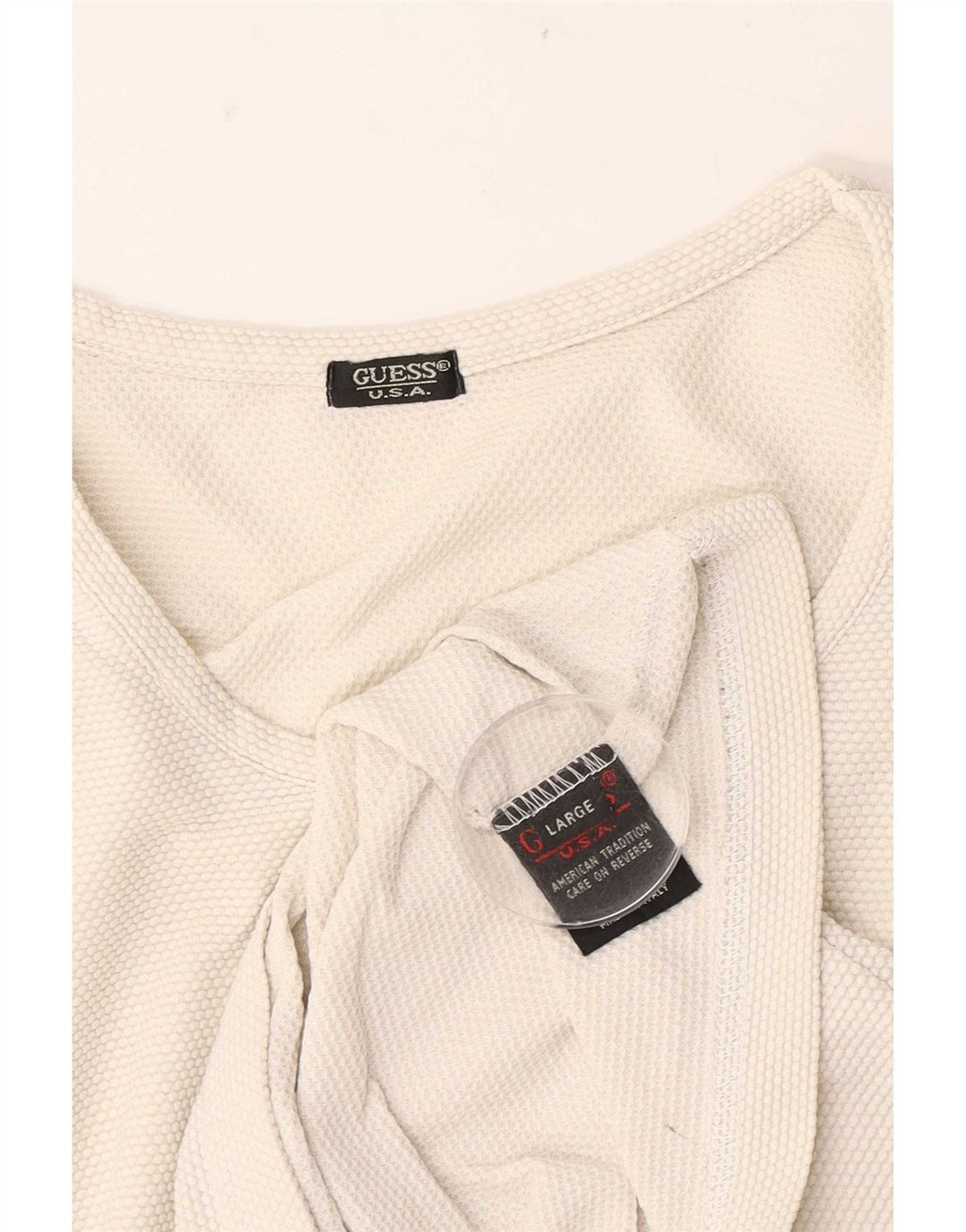 Guess Womens Top Long Sleeve UK 14 Large White
