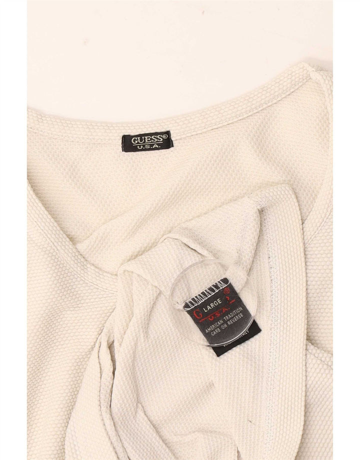Guess Womens Top Long Sleeve UK 14 Large White