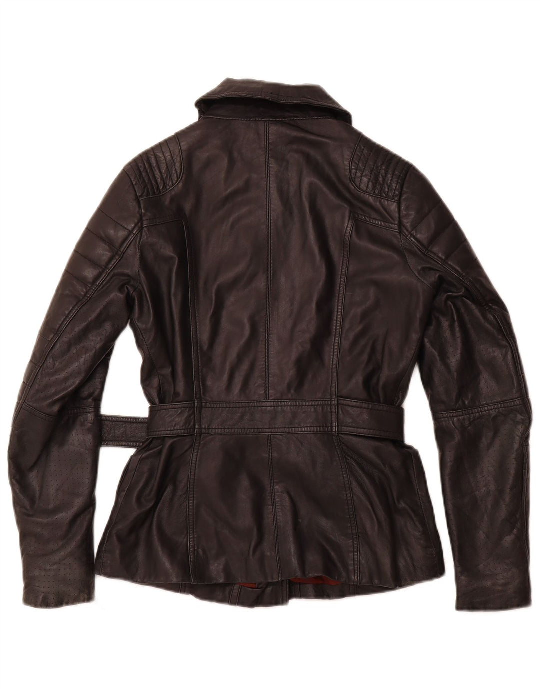 RIVER ISLAND Womens Leather Biker Jacket UK 8 Small  Black Leather