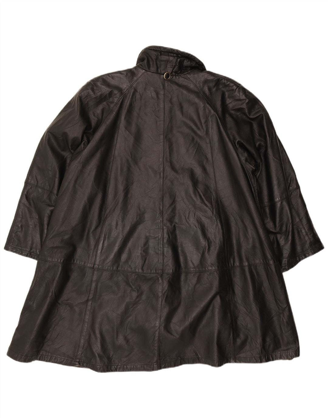 VINTAGE Womens Oversized Leather Coat IT 44 Medium Black Leather