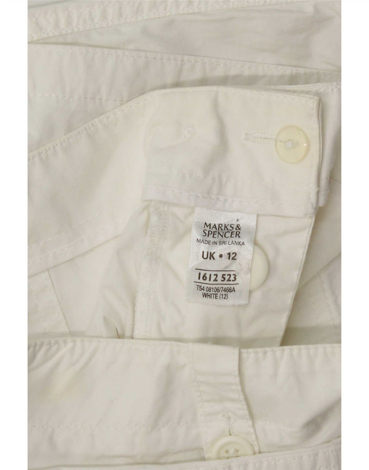Marks & Spencer Womens Cargo Shorts UK 12 Medium W32  White Cotton