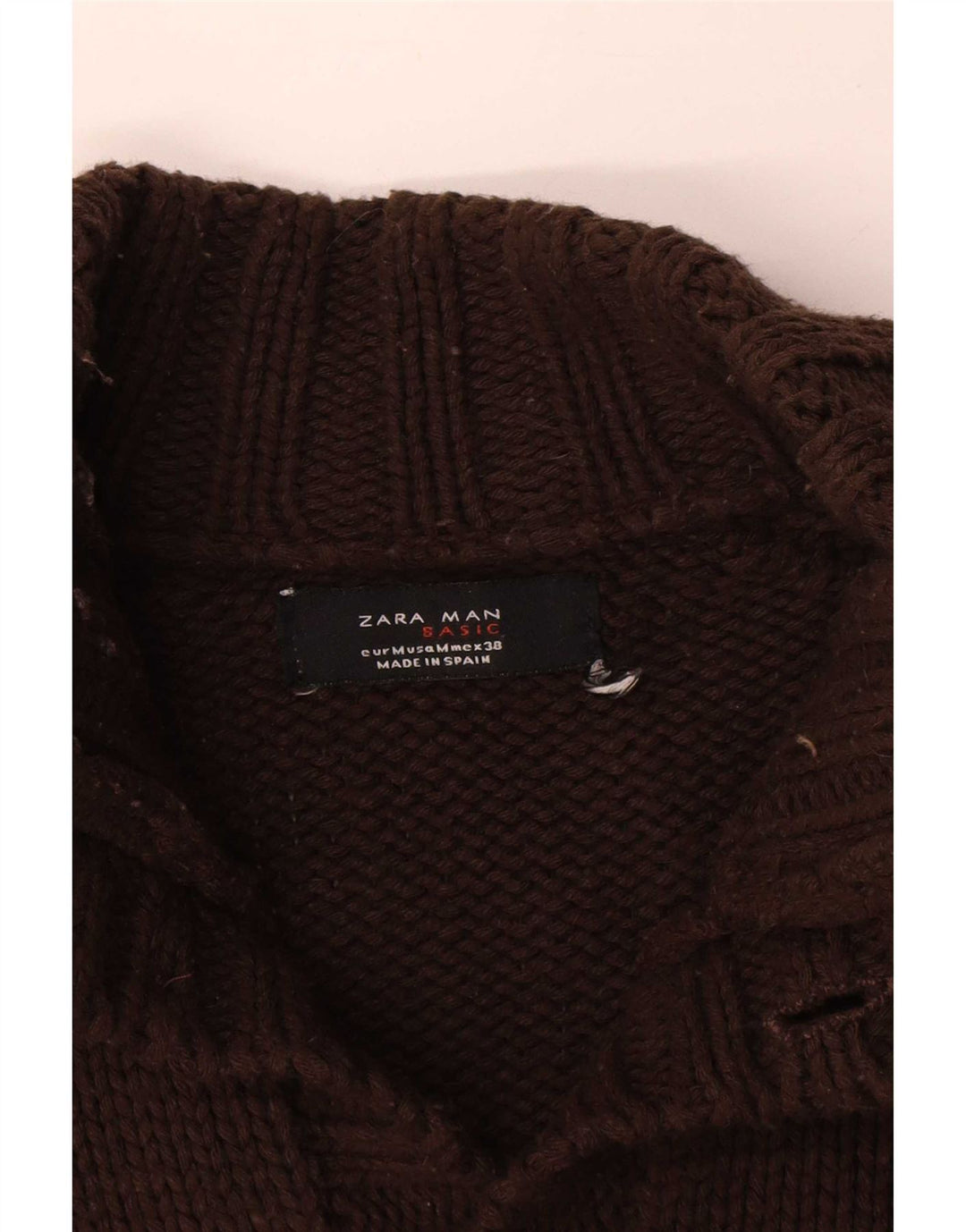 Zara Mens Cardigan Sweater Medium Brown