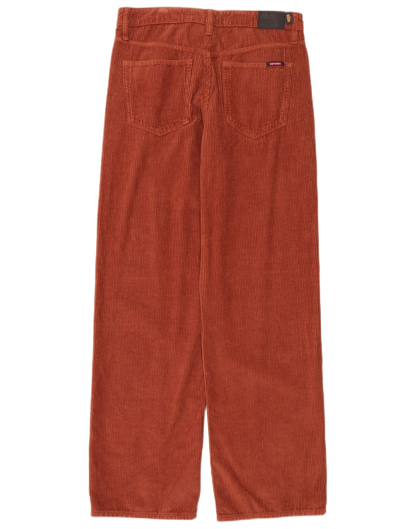 Superdry Womens High Waist Wide Leg Corduroy Trousers W28 L32 Brown Cotton