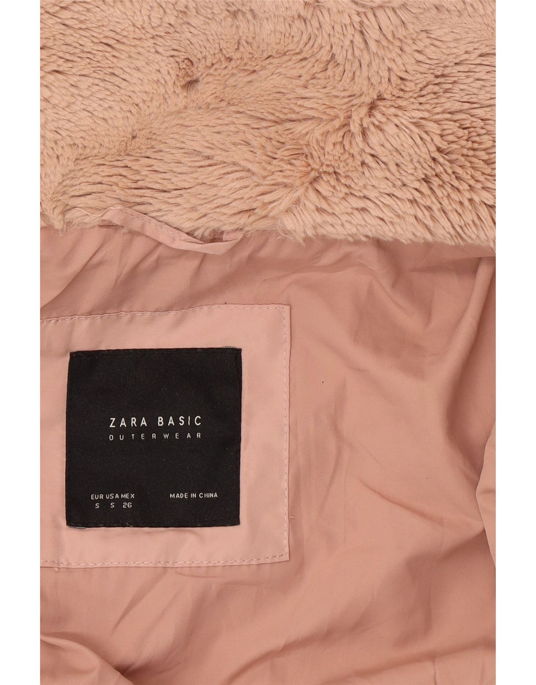 Zara Womens Crop Polstret jakke UK 10 Small Pink