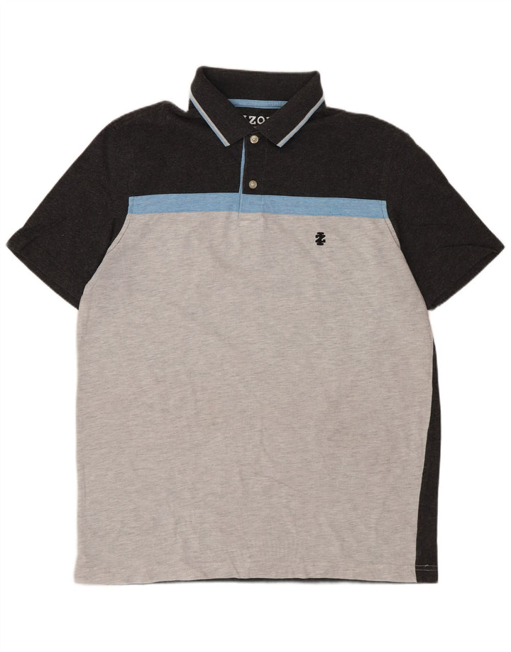 Izod Mens Slim Fit Polo Shirt Medium Grey Colourblock