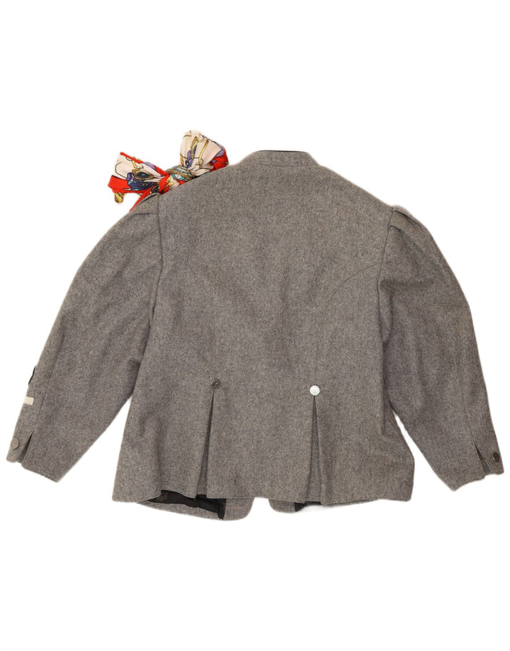 Vintage Dame Trachten 3/4-ærmet blazerjakke UK 14 Medium Grey