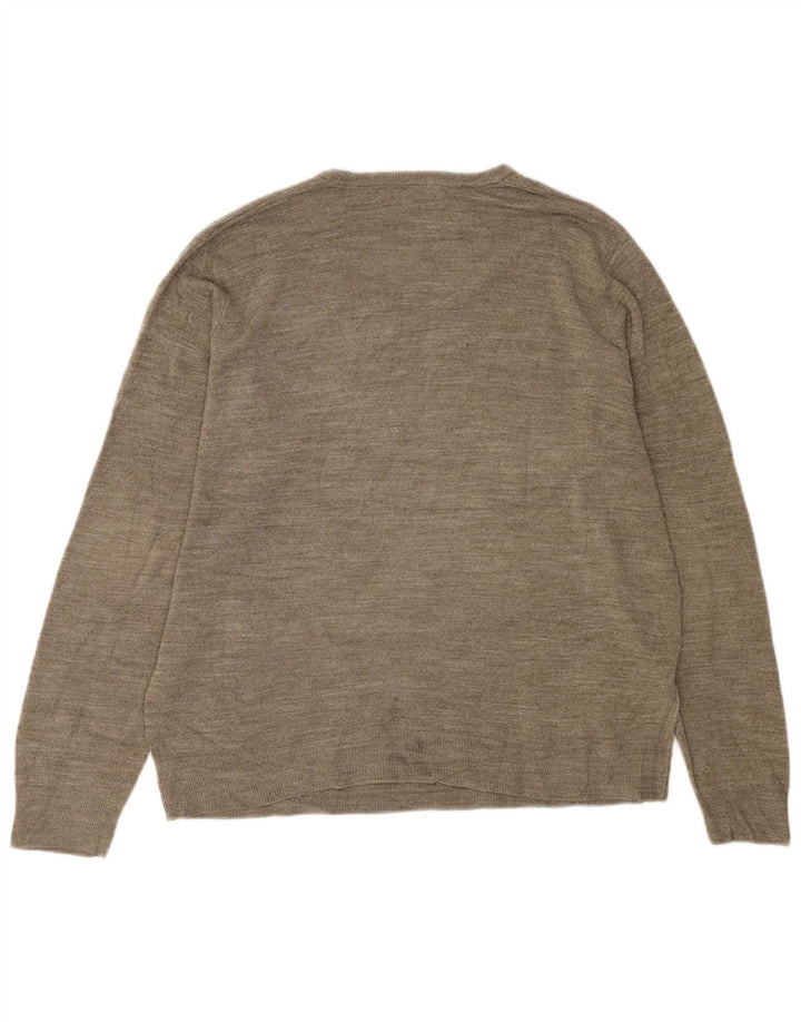 Marks & Spencer Mens V-Neck Jumper Sweater Large Grey Flecked Acrylic